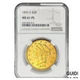 1892-S $20 Gold Double Eagle NGC MS61 PL