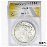 1926 Silver Peace Dollar ANACS MS61