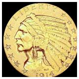 1914 $5 Gold Half Eagle NEARLY UNCIRCULATED