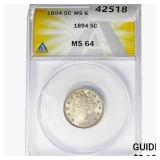 1894 Liberty Victory Nickel ANACS MS64