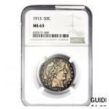 1913 Barber Half Dollar NGC MS63