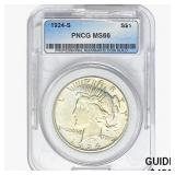 1924-S Silver Peace Dollar PNCG MS66