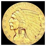 1909-D $5 Gold Half Eagle CLOSELY UNCIRCULATED