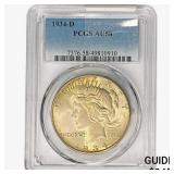 1934-D Silver Peace Dollar PCGS AU58