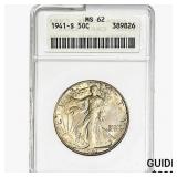 1941-S Walking Liberty Half Dollar ANACS MS62