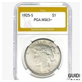 1925-S Silver Peace Dollar PGA MS63+