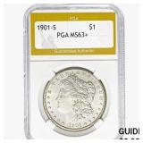 1901-S Morgan Silver Dollar PGA MS63+