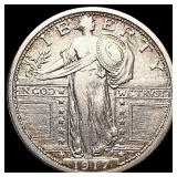 1917 T1 Standing Liberty Quarter NEARLY