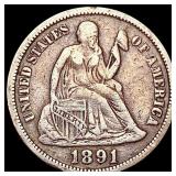 1891 Seated Liberty Dime LIGHTLY CIRCULATED