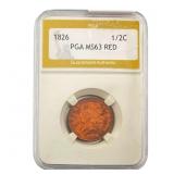 1826 Classic Head Half Cent PGA MS63 RED