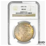 1890 Morgan Silver Dollar NGC MS62