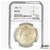 1891 Morgan Silver Dollar NGC MS63