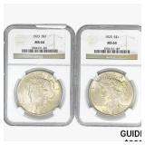 [2] 1923 Silver Peace Dollar NGC MS64