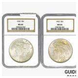 [2] 1922 Silver Peace Dollar NGC MS64