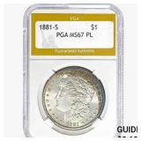 1881-S Morgan Silver Dollar PGA MS67 PL