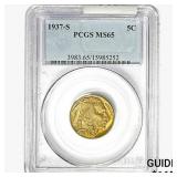 1937-S Buffalo Nickel PCGS MS65