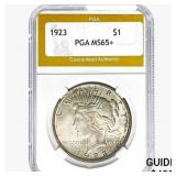 1923 Silver Peace Dollar PGA MS65+