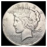 1928 Silver Peace Dollar CLOSELY UNCIRCULATED