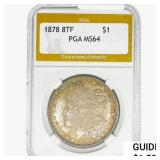 1878 8TF Morgan Silver Dollar PGA MS64