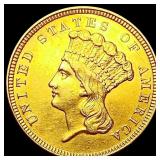 1854 $3 Gold Piece UNCIRCULATED