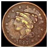 1843 Braided Hair Large Cent NICELY CIRCULATED