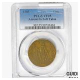 1787 Massachusetts Half Cent PCGS VF25 Arrows