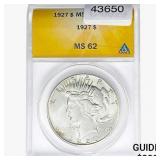 1927 Silver Peace Dollar ANACS MS62