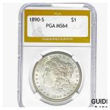 1890-S Morgan Silver Dollar PGA MS64