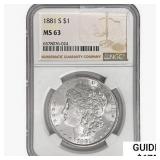 1881-S Morgan Silver Dollar NGC MS63