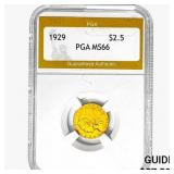 1929 $2.50 Gold Quarter Eagle PGA MS66