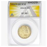 1914-S Barber Quarter ANACS VF20