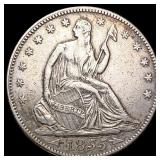 1855 Arrows Seated Liberty Half Dollar NEARLY