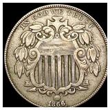 1866 W/Rays Shield Nickel NEARLY UNCIRCULATED