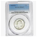 1935-D Washington Silver Quarter PCGS MS65