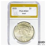 1935 Silver Peace Dollar PGA MS64 DETAIL