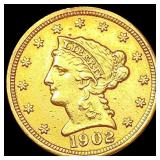 1902 $2.50 Gold Quarter Eagle NEARLY UNCIRCULATED