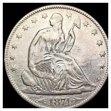 1874-S Arrows Seated Liberty Half Dollar LIGHTLY