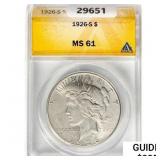 1926-S Silver Peace Dollar ANACS MS61