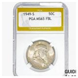 1949-S Franklin Half Dollar PGA MS65 FBL