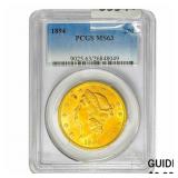 1894 $20 Gold Double Eagle PCGS MS63