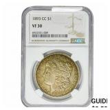 1893-CC Morgan Silver Dollar NGC VF30