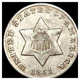 1851-O Silver Three Cent CLOSELY UNCIRCULATED