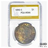 1890-S Morgan Silver Dollar PGA MS66