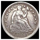 1853 Arrow Seated Liberty Half Dime CLOSELY UNCIRC