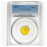 1855 Rare Gold Dollar PCGS AU55