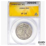 1938-D Walking Liberty Half Dollar ANACS VF25