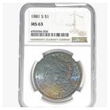 1881-S Morgan Silver Dollar NGC MS63