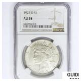 1923-D Silver Peace Dollar NGC AU58