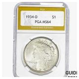 1934-D Silver Peace Dollar PGA MS64