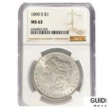 1890-S Morgan Silver Dollar NGC MS62